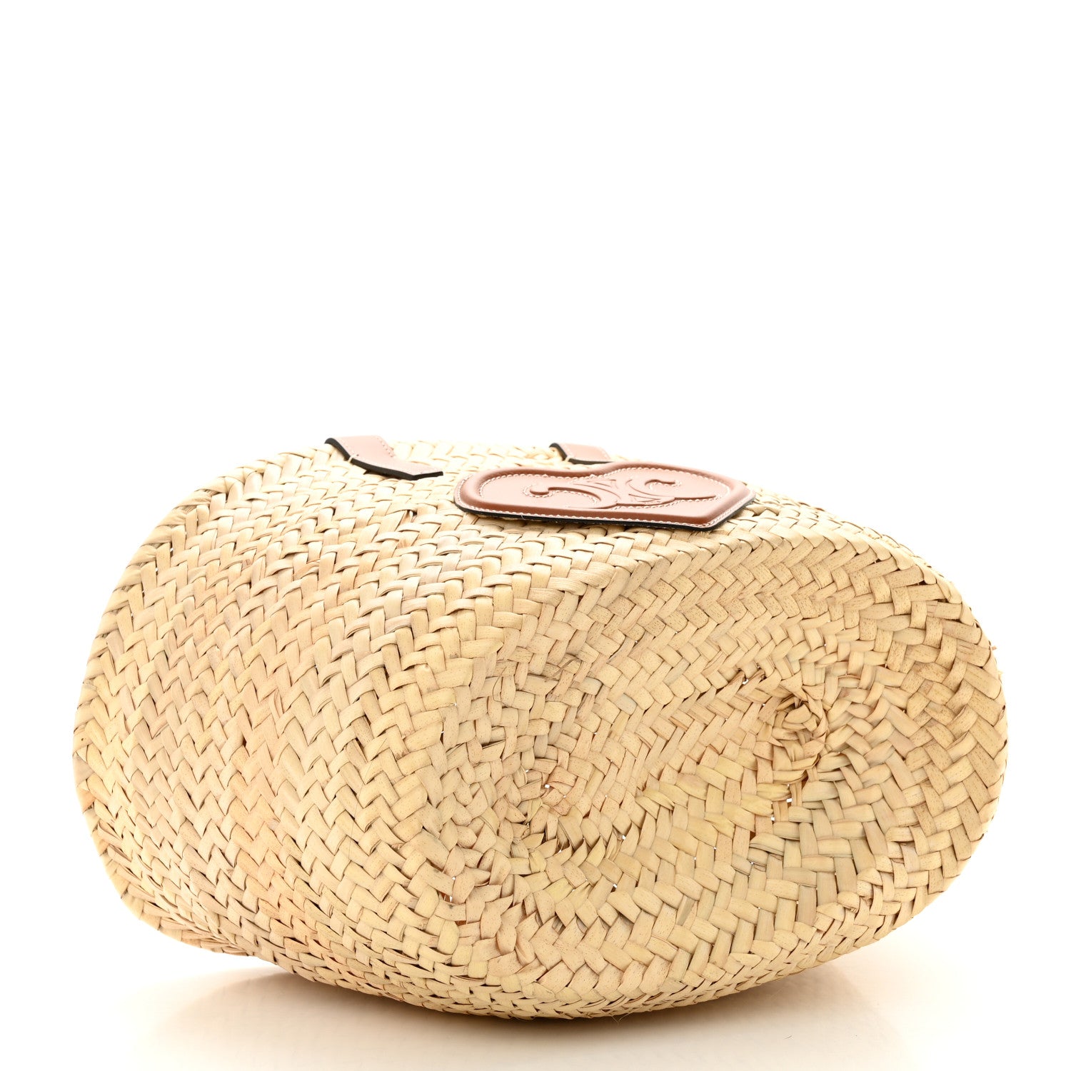 Celine Raffia Calfskin Heart Triomphe Teen Panier Tan 4 of 9