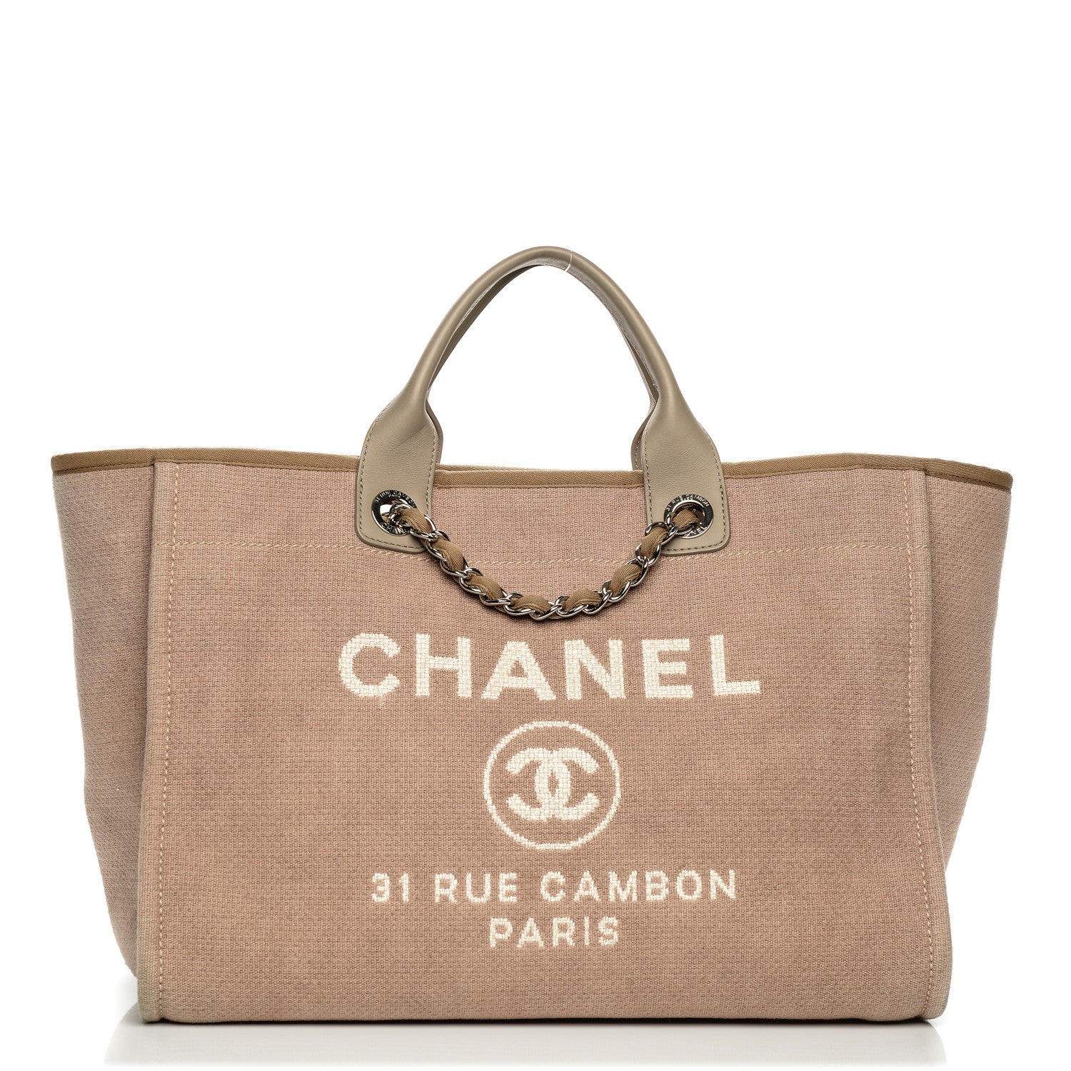Chanel Canvas Large Deauville Tote Ecru 1 of 9