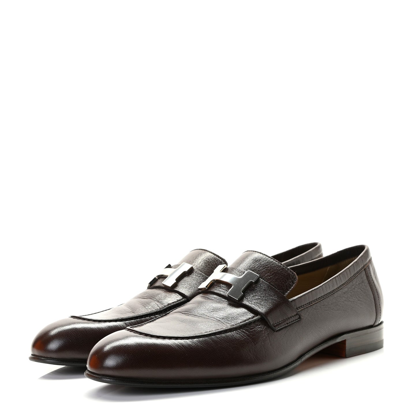 Goatskin Mens Paris Loafers 40.5 Dark Brown