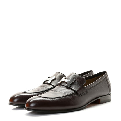 Hermes Goatskin Mens Paris Loafers 40.5 Dark Brown 3 of 12