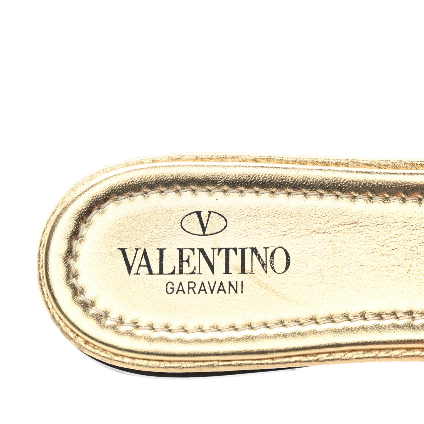 Metallic Pebbled Calfskin Roman Stud Flat Slide Sandals 40 Antique Brass
