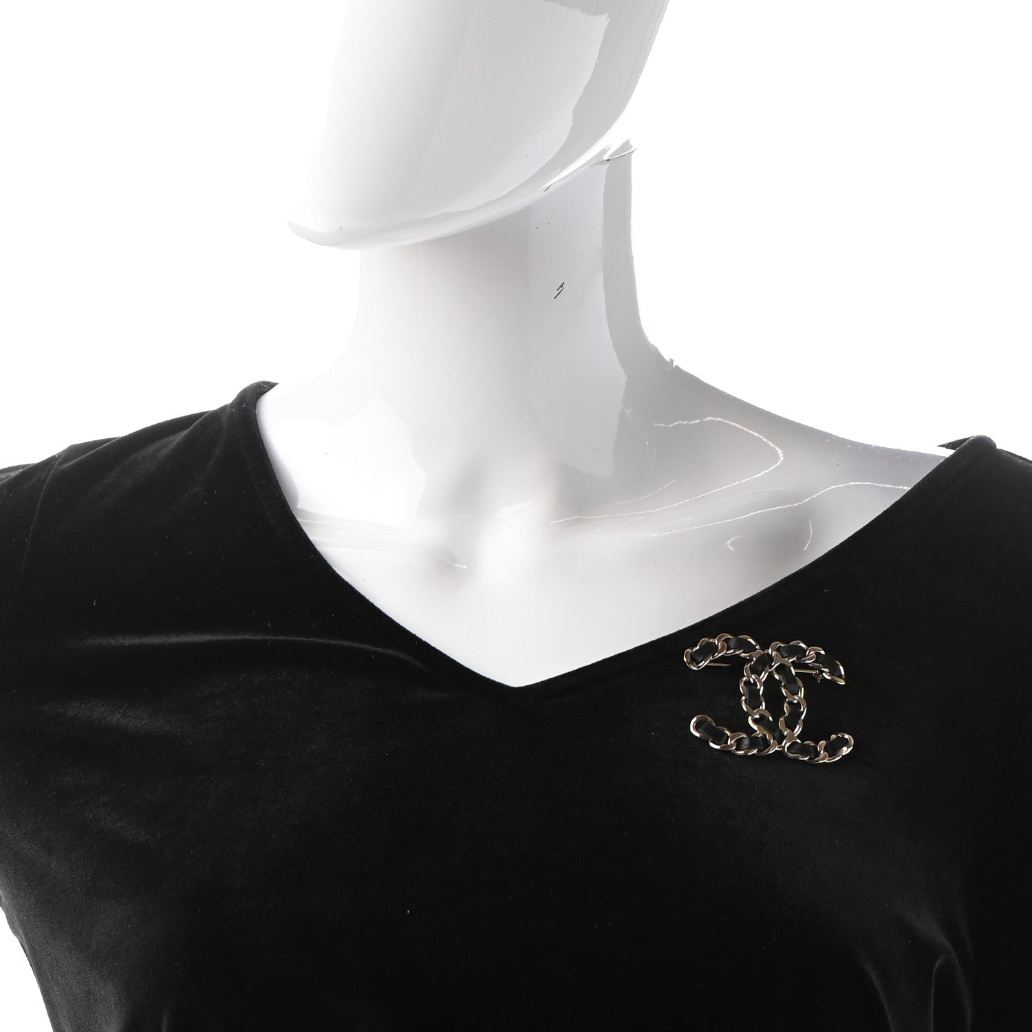 Chanel Lambskin Chain CC Brooch Black Gold 2 of 5