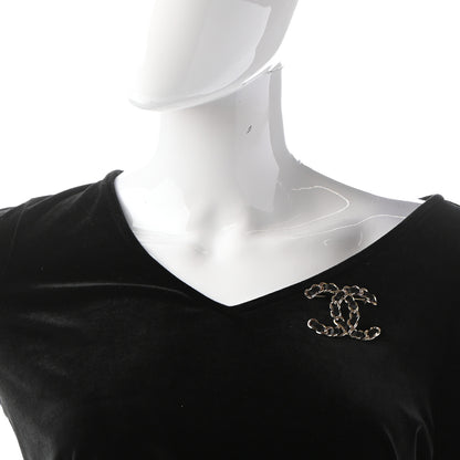Chanel Lambskin Chain CC Brooch Black Gold 2 of 5
