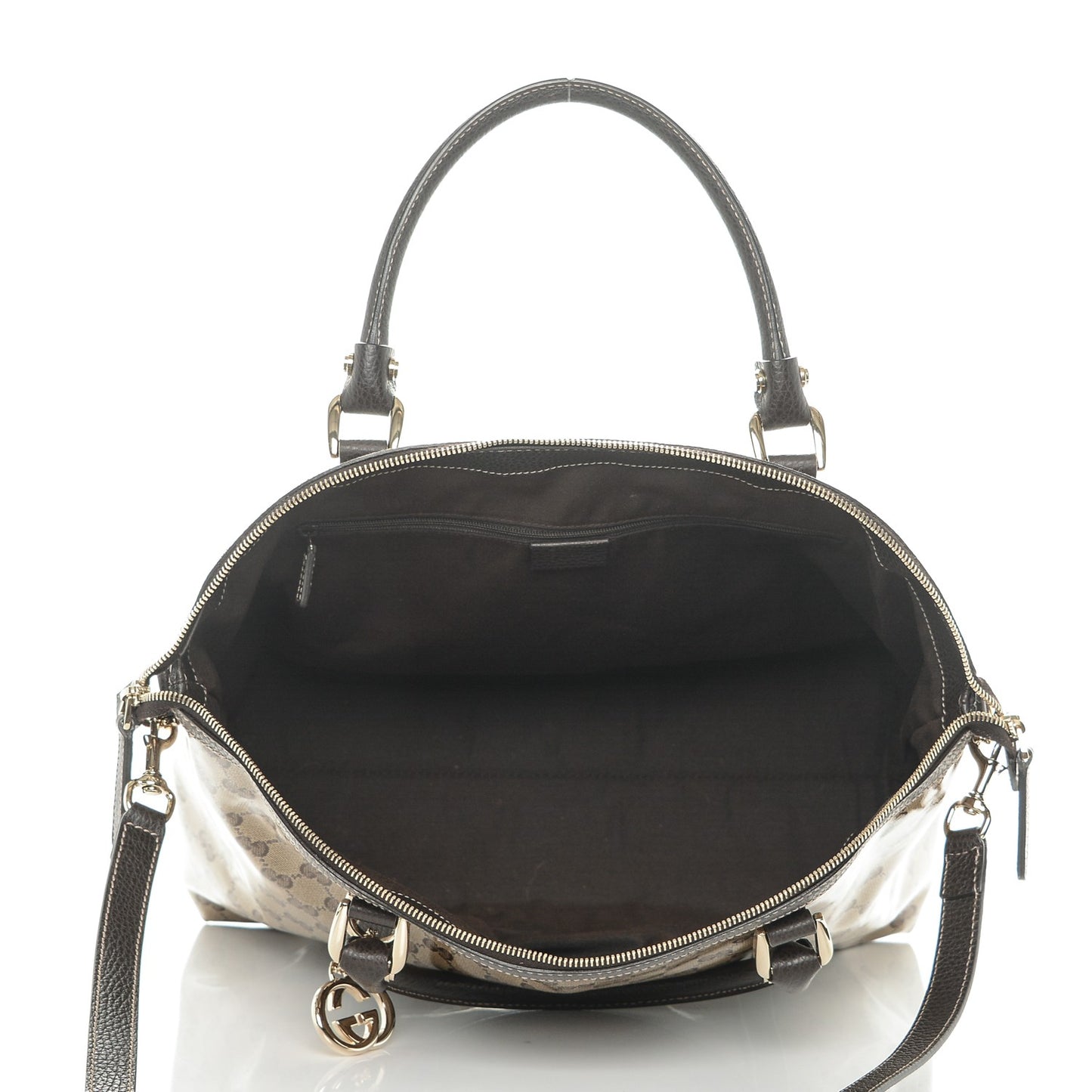 Crystal Monogram Large GG Charm Dome Satchel Dark Brown