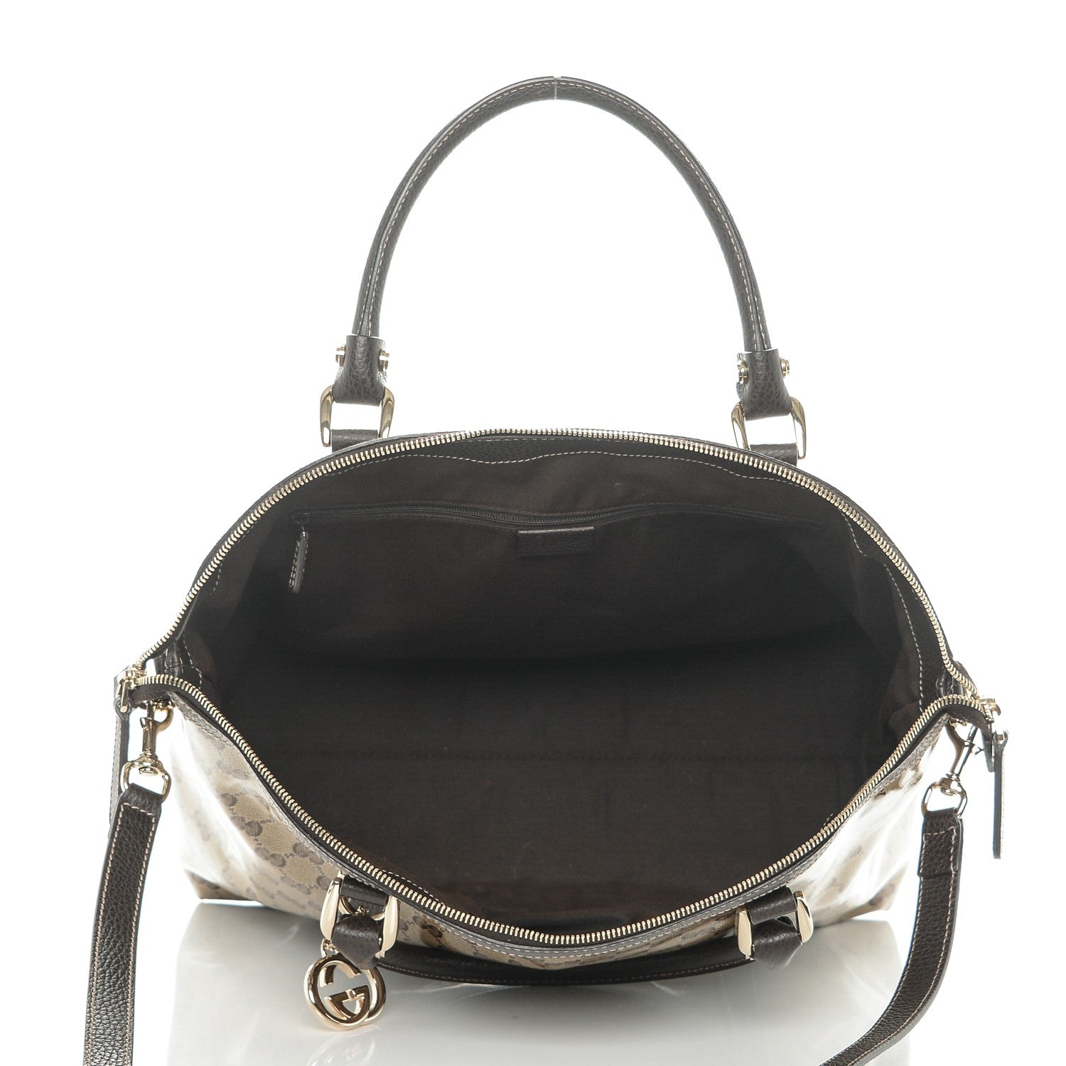 Gucci Crystal Monogram Large GG Charm Dome Satchel Dark Brown 5 of 7