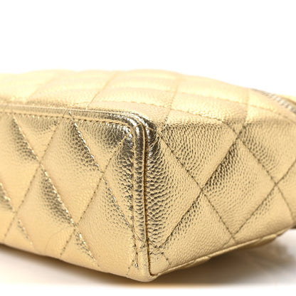 Chanel Metallic Caviar Quilted Top Handle Slim Vanity With Chain Gold 10 of 10