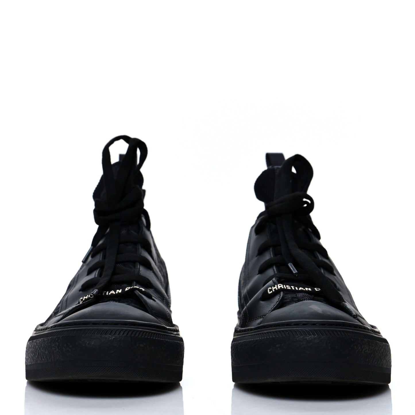 Technical Canvas Mesh Calfskin Womens Oblique Walk'n Dior High Top Sneakers 39 Black Blue