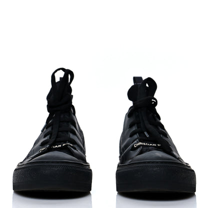 Christian Dior Technical Canvas Mesh Calfskin Womens Oblique Walk'n Dior High Top Sneakers 39 Black Blue 2 of 8