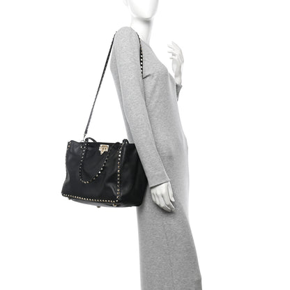 Valentino Garavani Vitello Medium Rockstud Tote Black 2 of 10