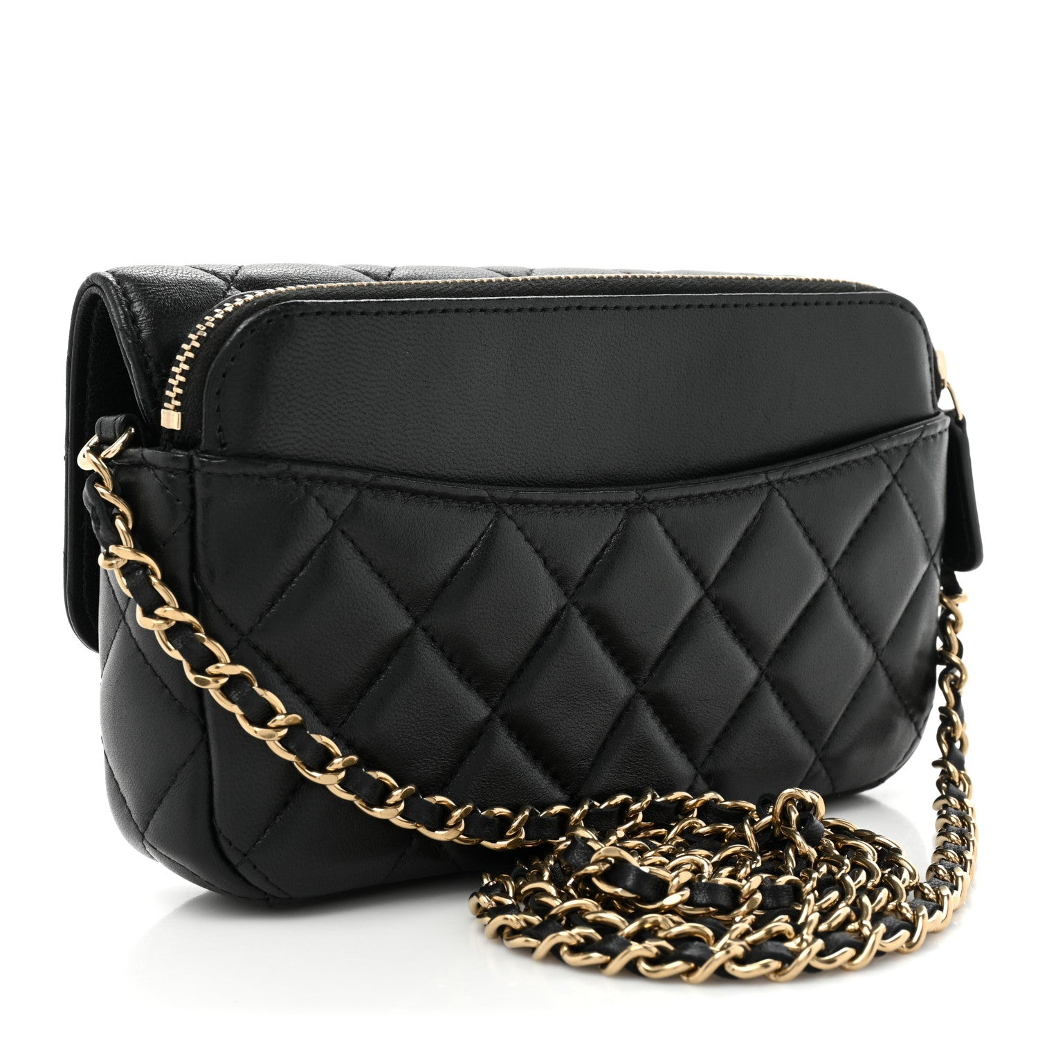 Chanel Lambskin Quilted Flap Phone Holder With Chain Black 3 of 11