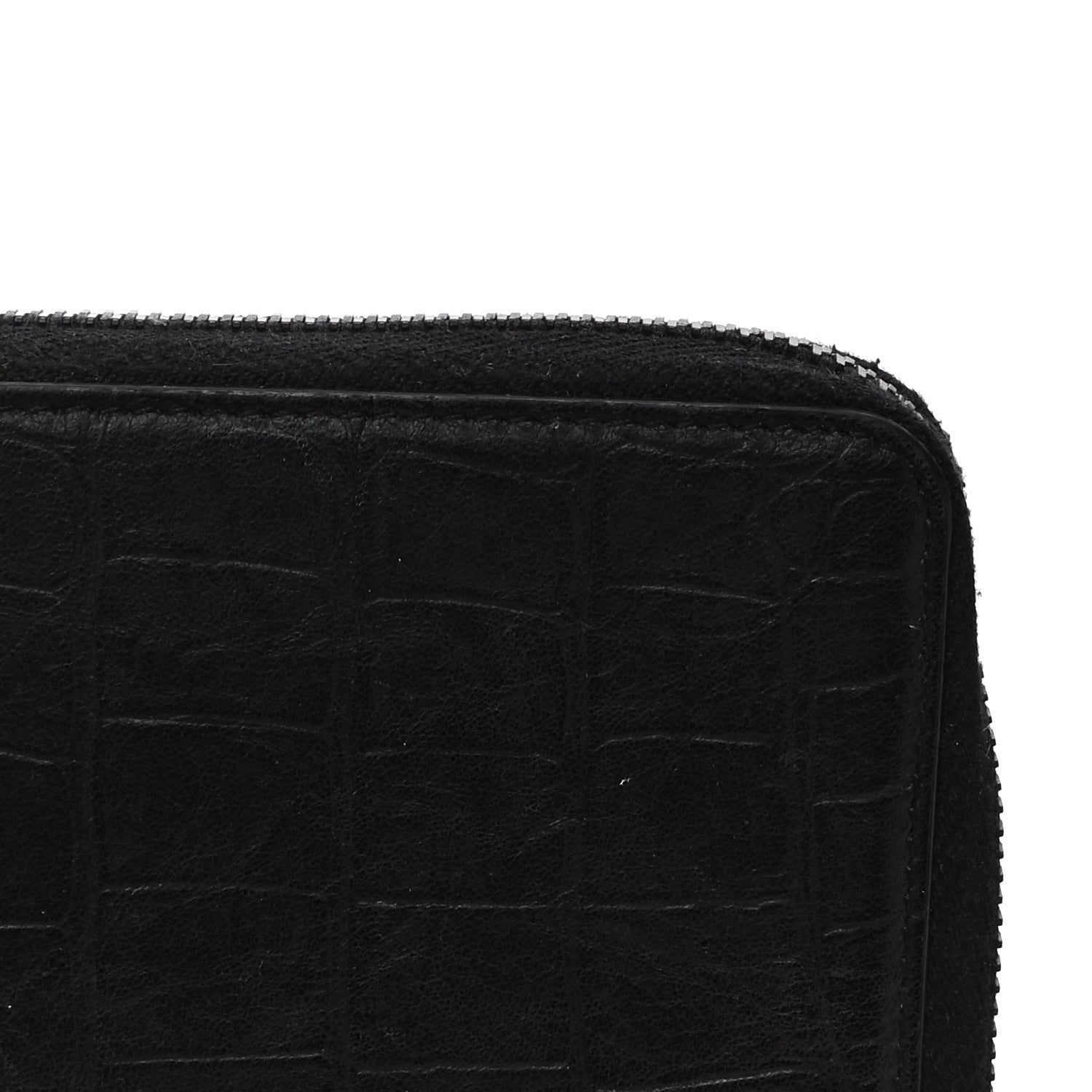 Saint Laurent Crocodile Embossed Sheepskin Mens Zip Around Continental Wallet Black 14 of 14