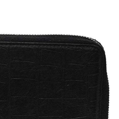 Saint Laurent Crocodile Embossed Sheepskin Mens Zip Around Continental Wallet Black 14 of 14