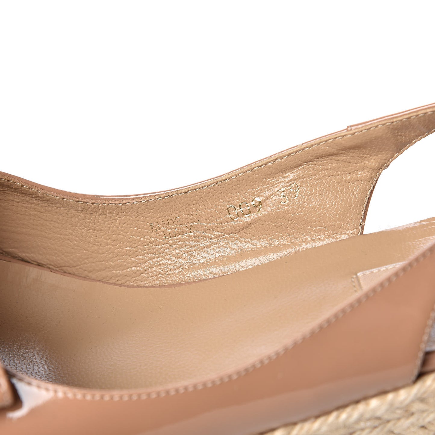 Patent Bow Espadrille Slingback Wedges 39 Beige