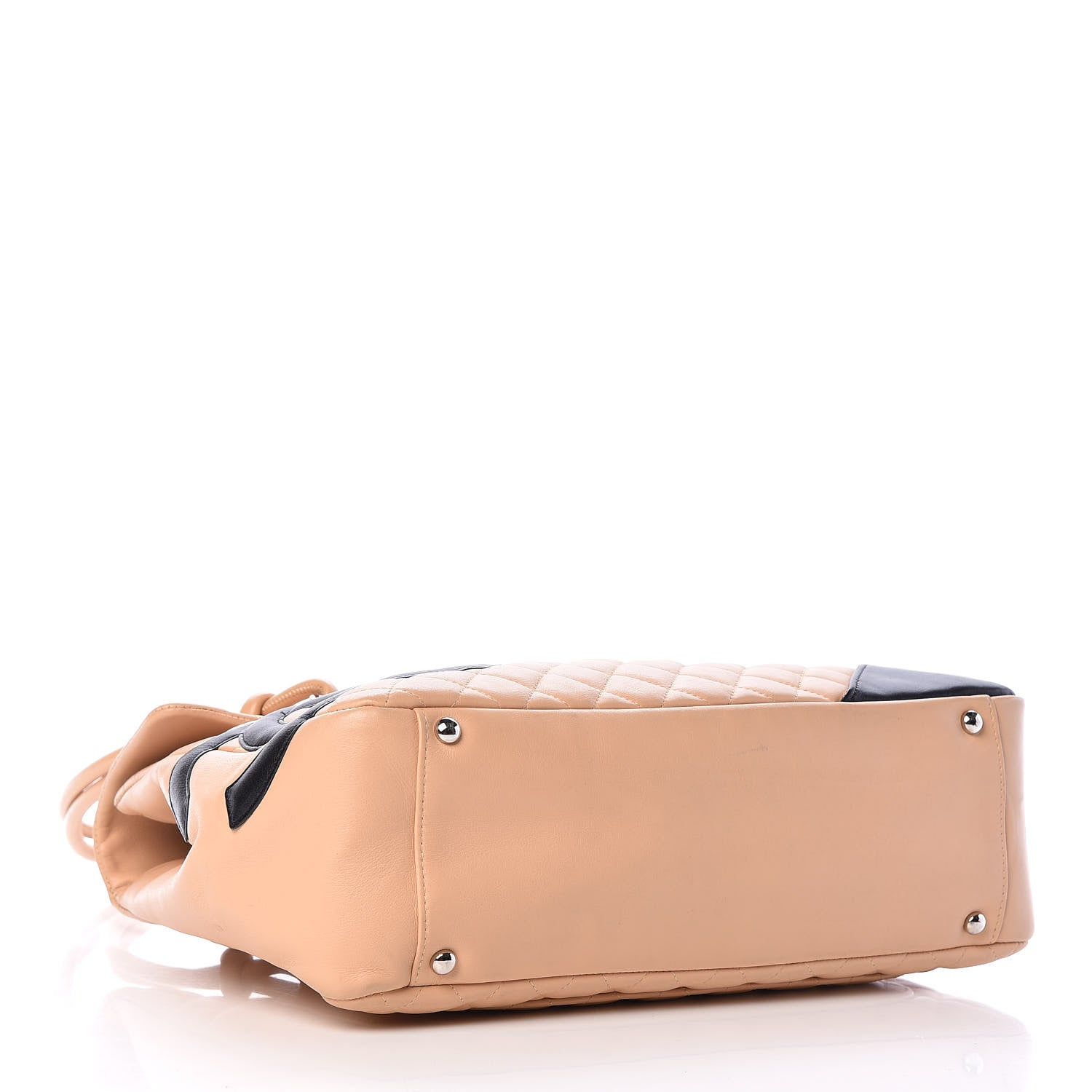 Chanel Calfskin Quilted Large Cambon Flap Beige Black 4 of 11