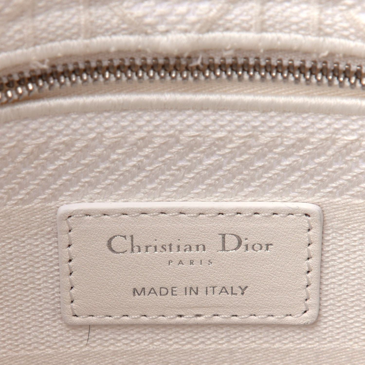 Christian Dior Canvas Embroidered Cannage Medium Lady D-Lite White 5 of 10
