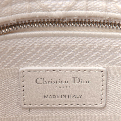 Christian Dior Canvas Embroidered Cannage Medium Lady D-Lite White 5 of 10