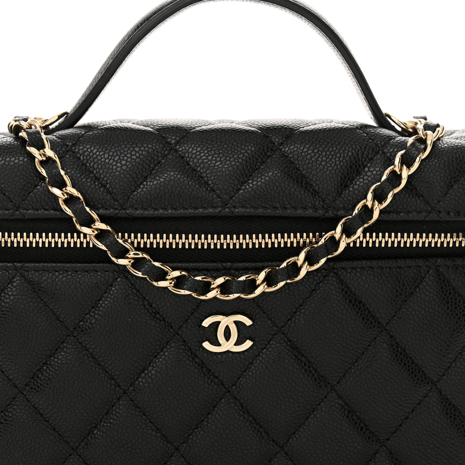 Chanel Caviar Quilted Top Handle Slim Vanity With Chain Black 8 of 12
