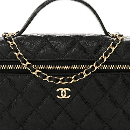 Chanel Caviar Quilted Top Handle Slim Vanity With Chain Black 8 of 12
