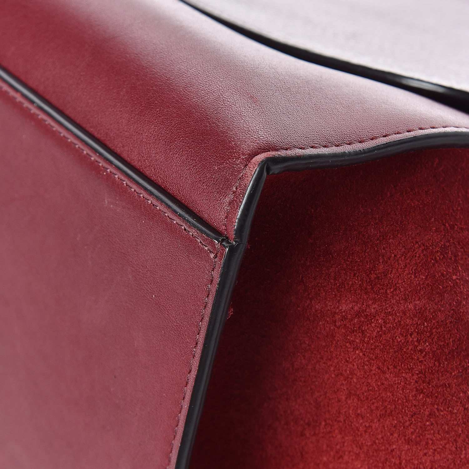 Celine Drummed Calfskin Suede Medium Trapeze Burgundy 10 of 13