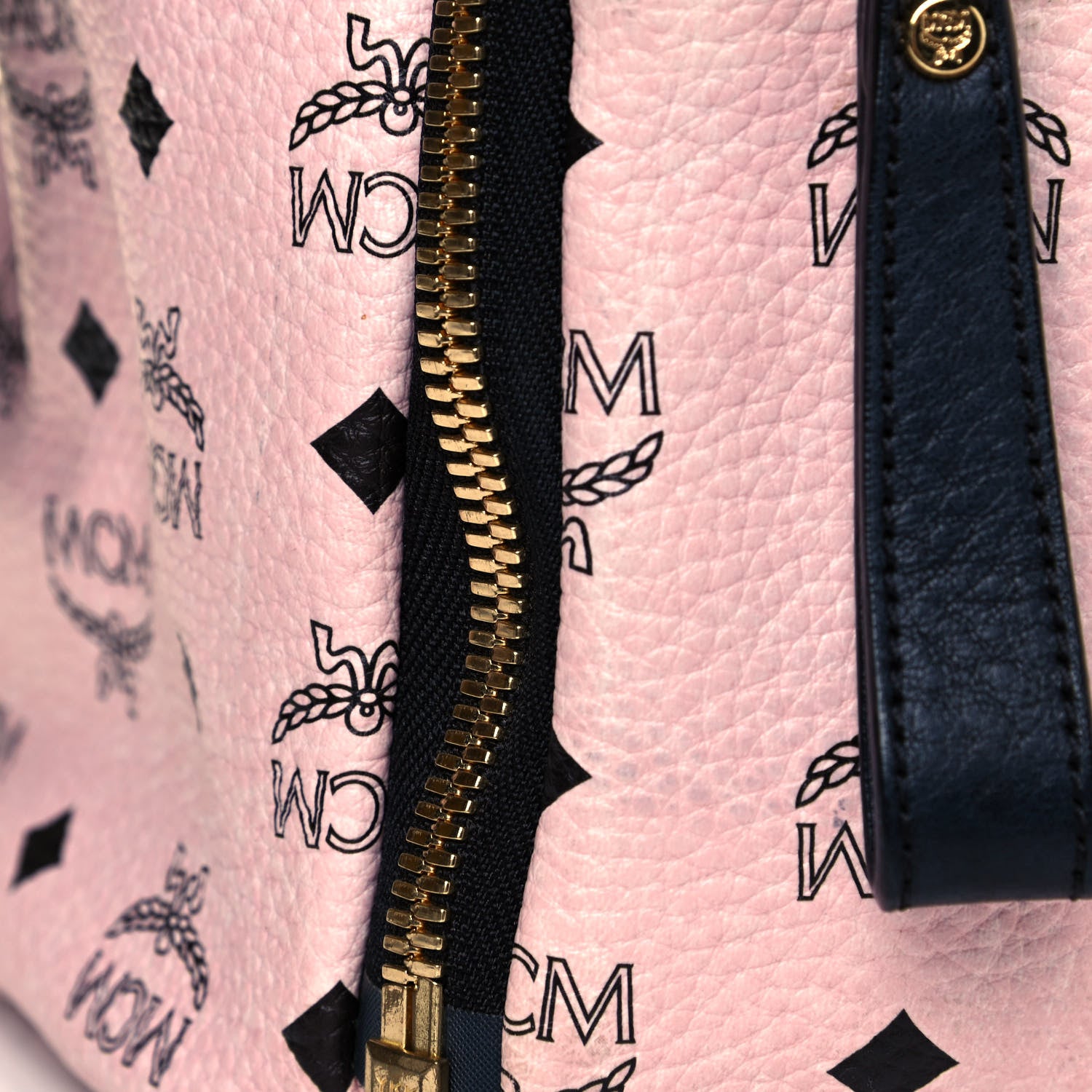 MCM Visetos Studded Medium Dual Stark Backpack Chalk Pink Black 12 of 14