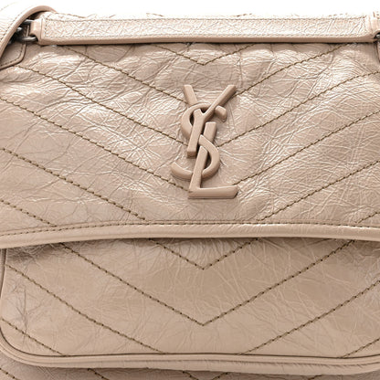 Saint Laurent Crinkled Calfskin Matelasse Monogram Medium Niki Chain Satchel Light Natural 6 of 9