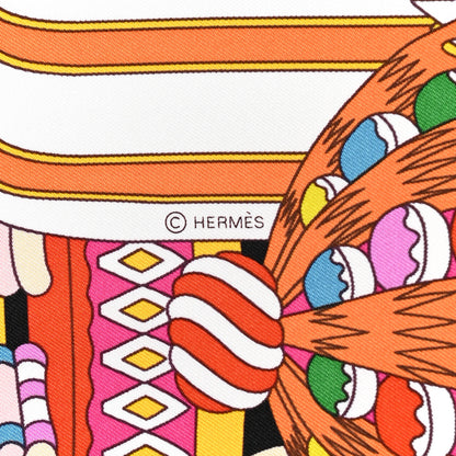 Hermes Silk La Patisserie Francaise Scarf 90 Orange Black Multicolor 4 of 5