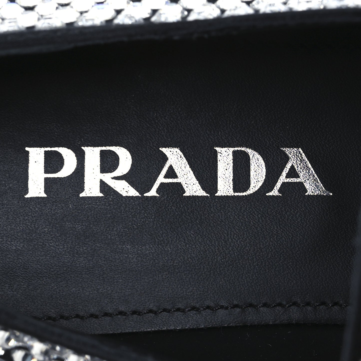 Satin Crystal Metal Triangle Logo 50mm Loafers 37.5 Cristal