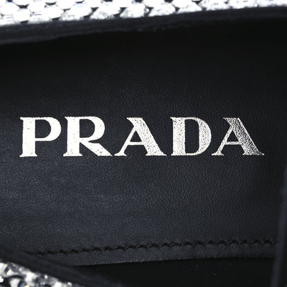 Prada Satin Crystal Metal Triangle Logo 50mm Loafers 37.5 Cristal 9 of 11