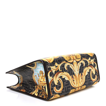 Fendi X VERSACE Calfskin Plexiglass Fendace FF Baroque Print Medium Fendi Sunshine Shopper Tote Gold Multicolor 4 of 10
