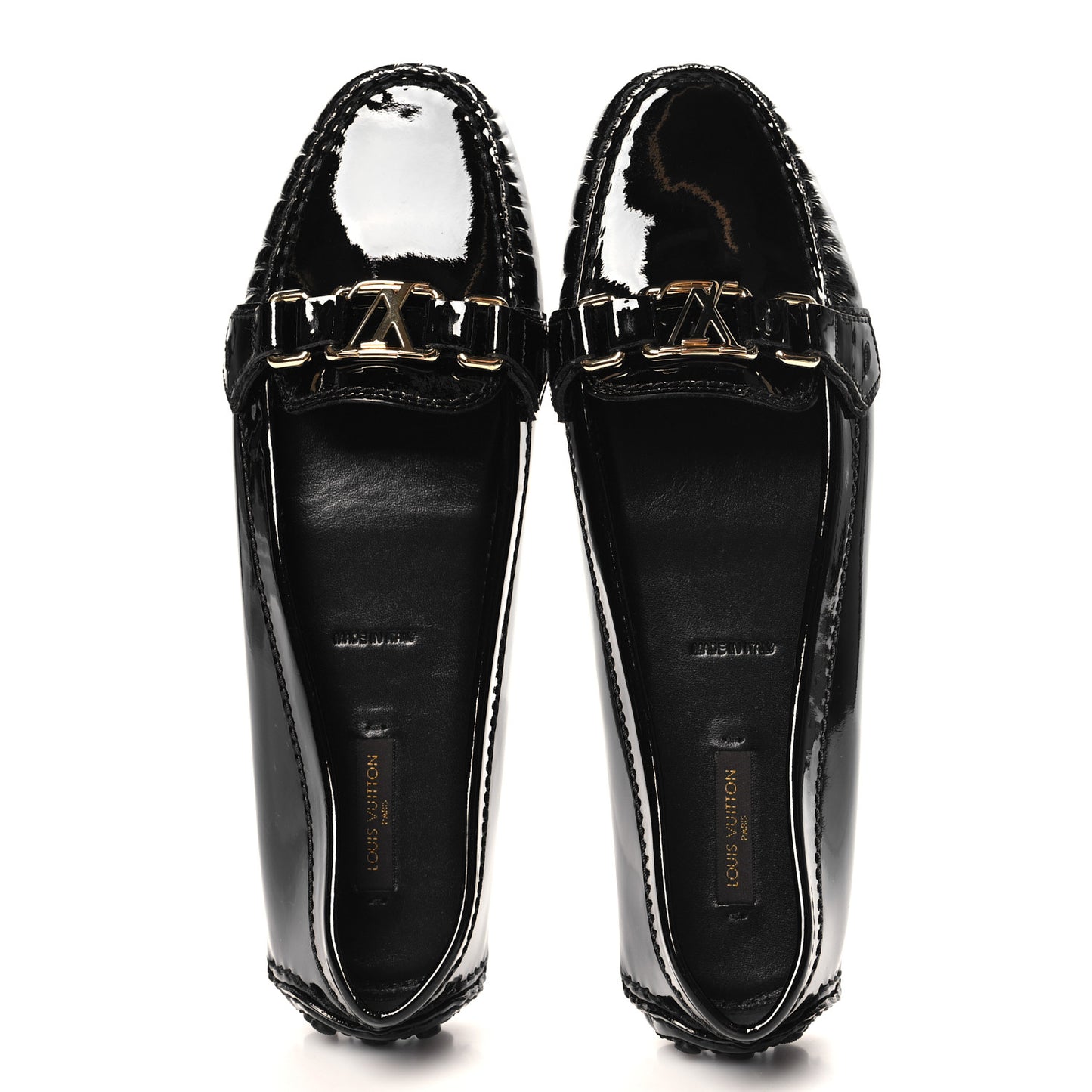 Patent Calfskin Oxford Loafers 40 Black
