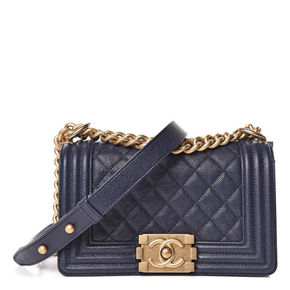 Chanel Caviar Quilted Small Boy Flap Navy 1 of 10