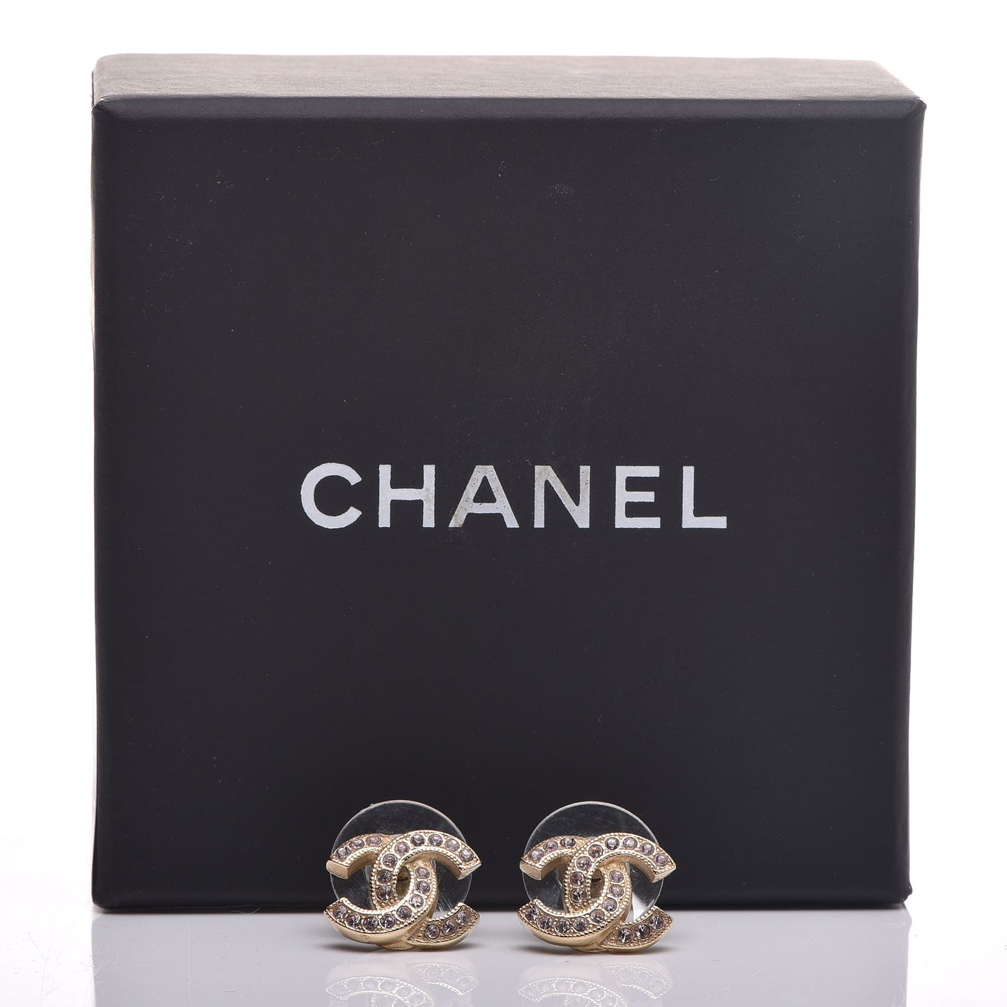 Crystal Twisted CC Earrings Light Gold Pale Pink