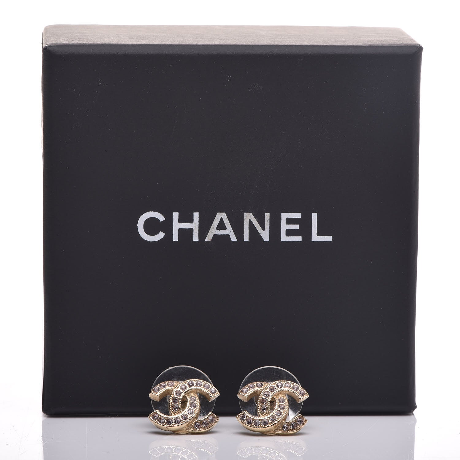 Chanel Crystal Twisted CC Earrings Light Gold Pale Pink 5 of 5