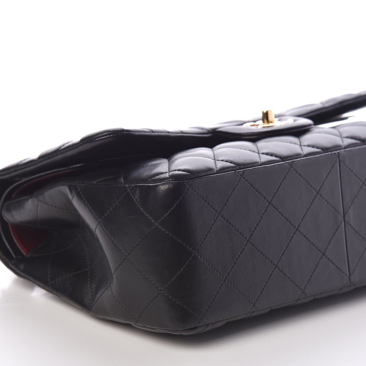 Lambskin Quilted Jumbo Double Flap Black