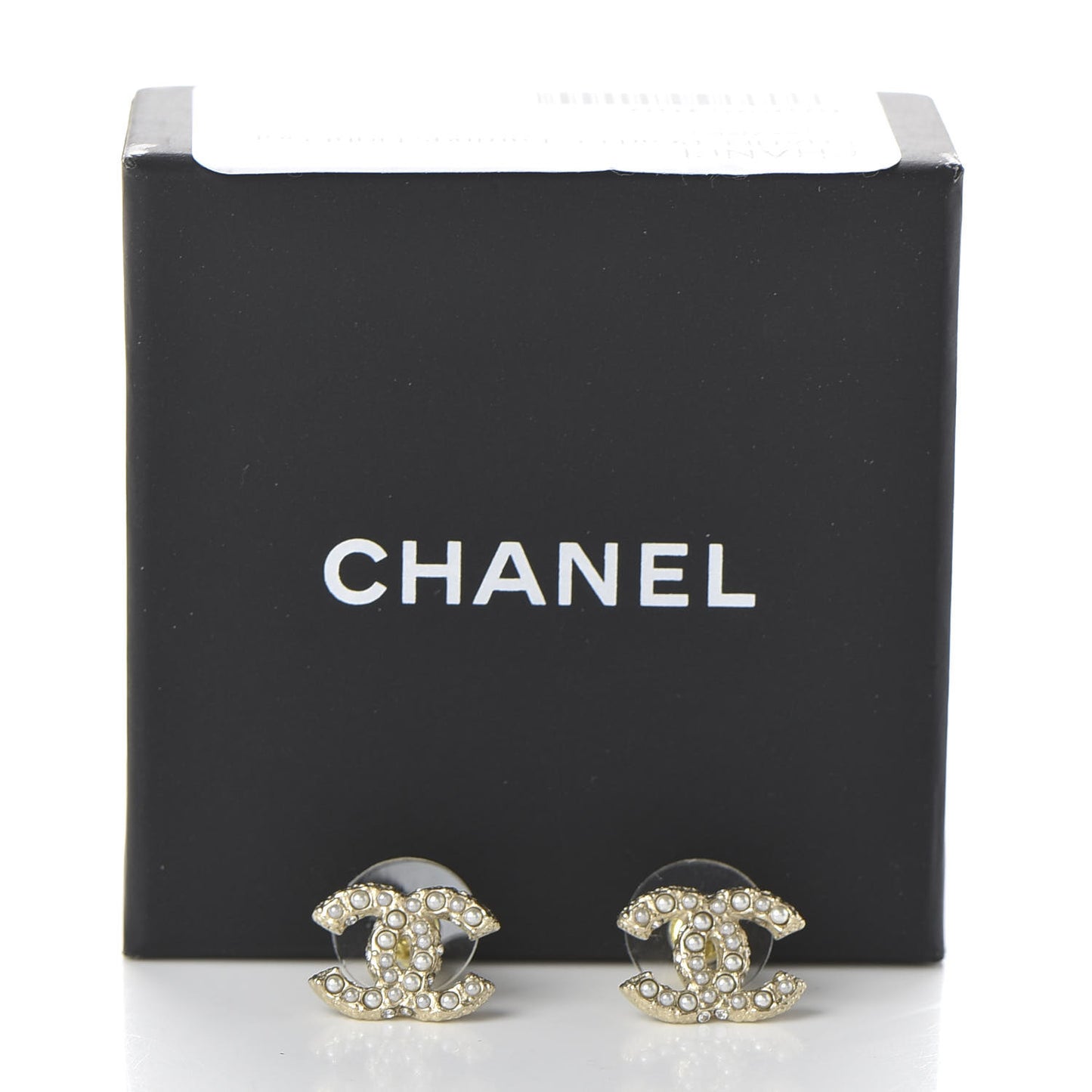 Pearl Crystal CC Earrings Light Gold