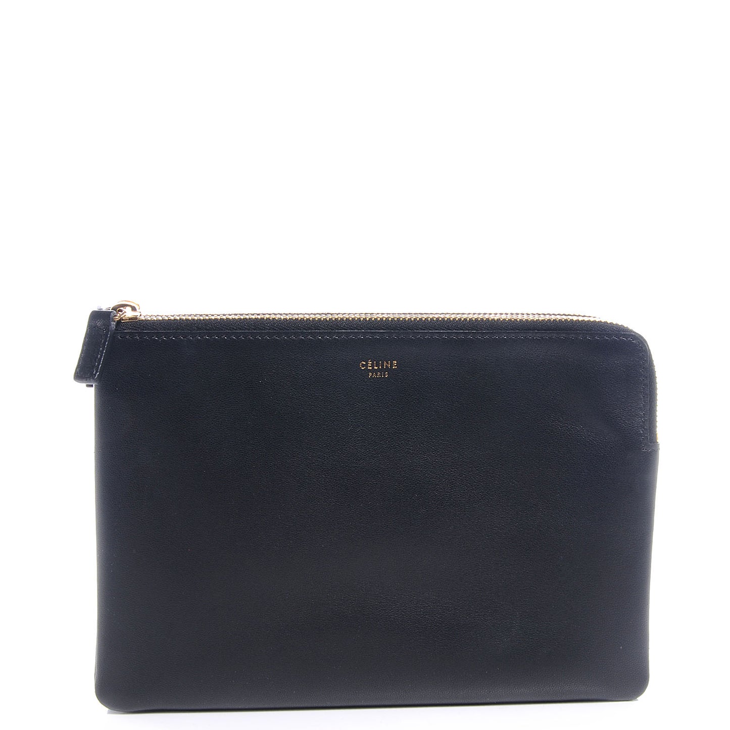 Leather Solo Large Trio Cosmetic Pouch Black