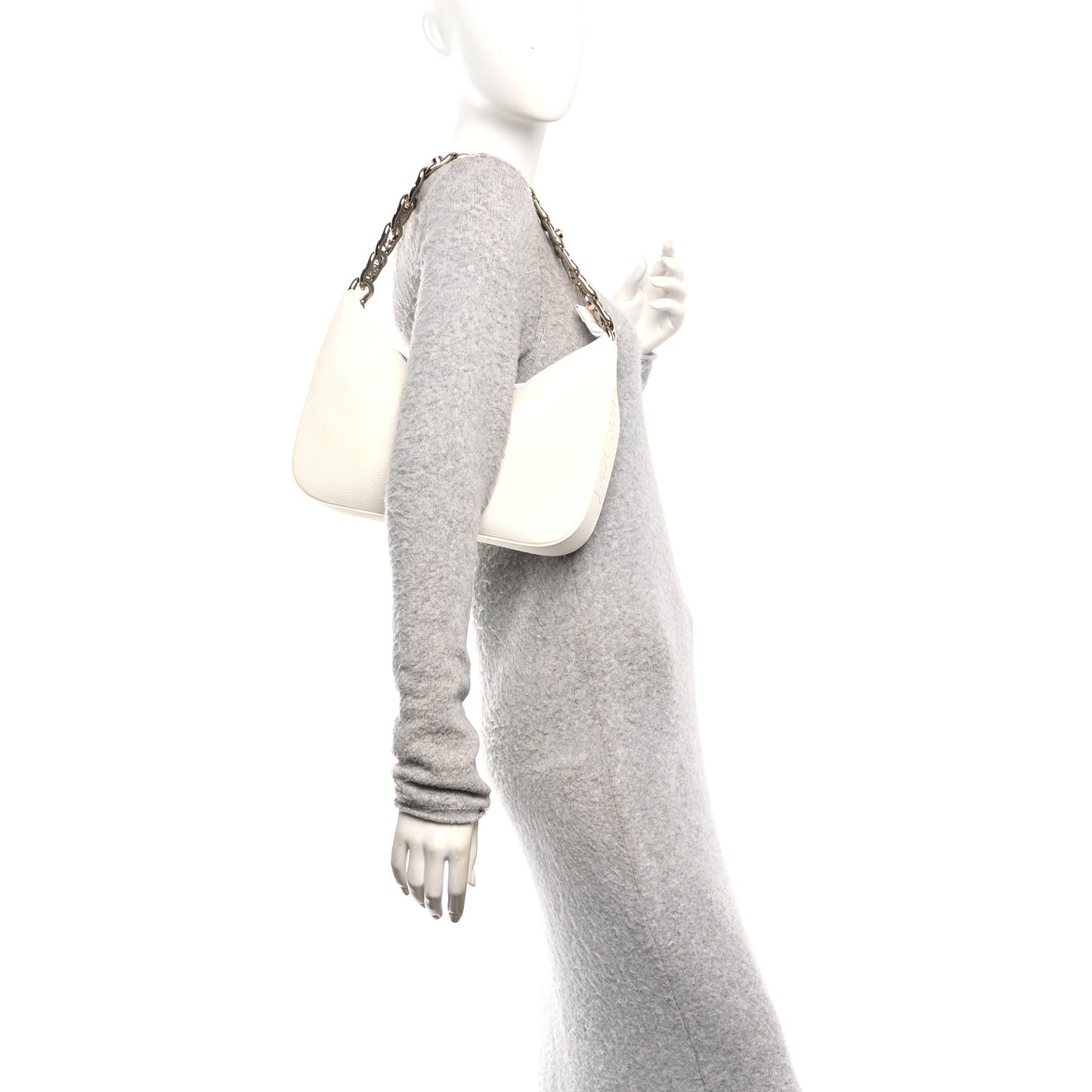 Calfskin Large Loubila Chain Shoulder Bag White