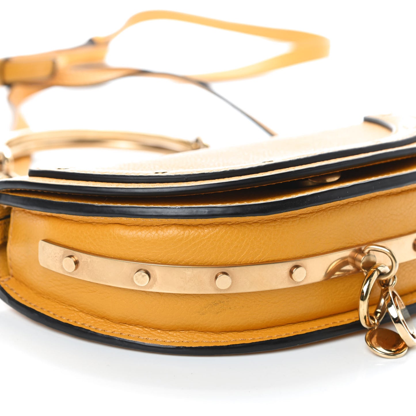 Calfskin Small Nile Bracelet Minaudiere Bag Dark Ochre