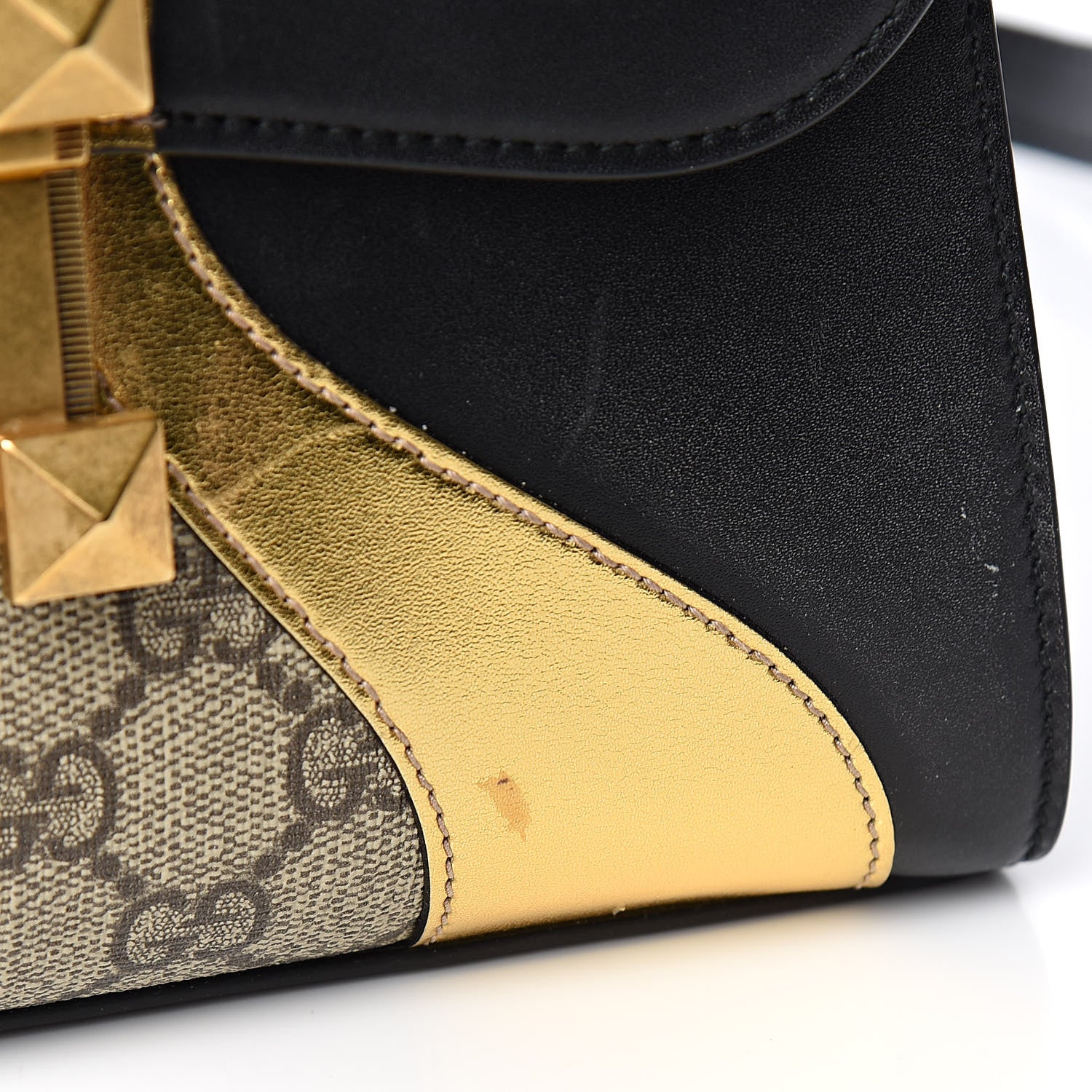 Gucci GG Supreme Monogram Small Osiride Top Handle Bag Black Gold 14 of 15