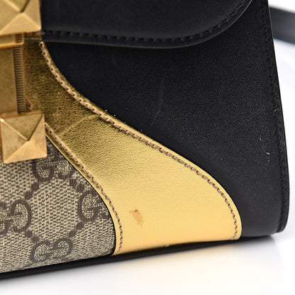 Gucci GG Supreme Monogram Small Osiride Top Handle Bag Black Gold 14 of 15