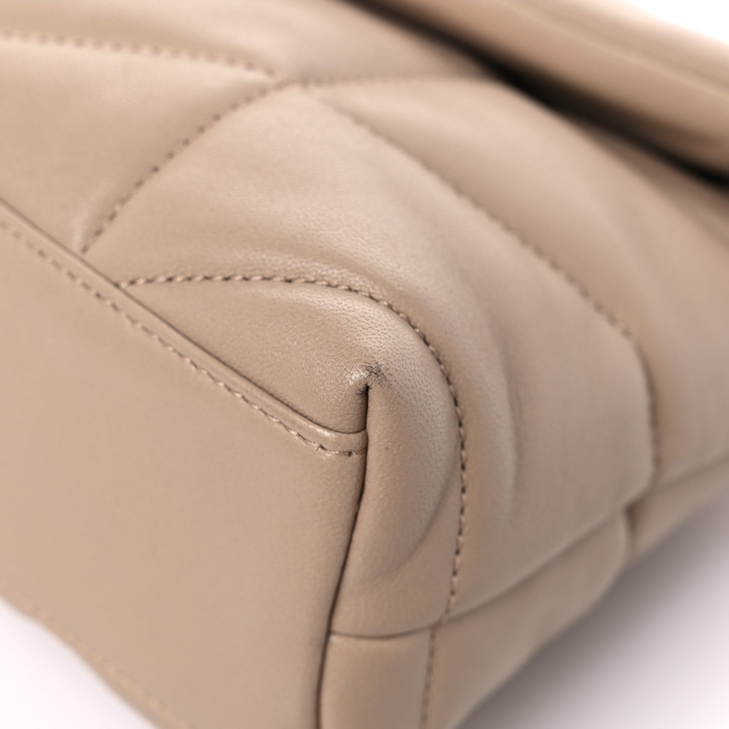 Lambskin Quilted Toy Loulou Puffer Monogram Chain Satchel Dark Beige