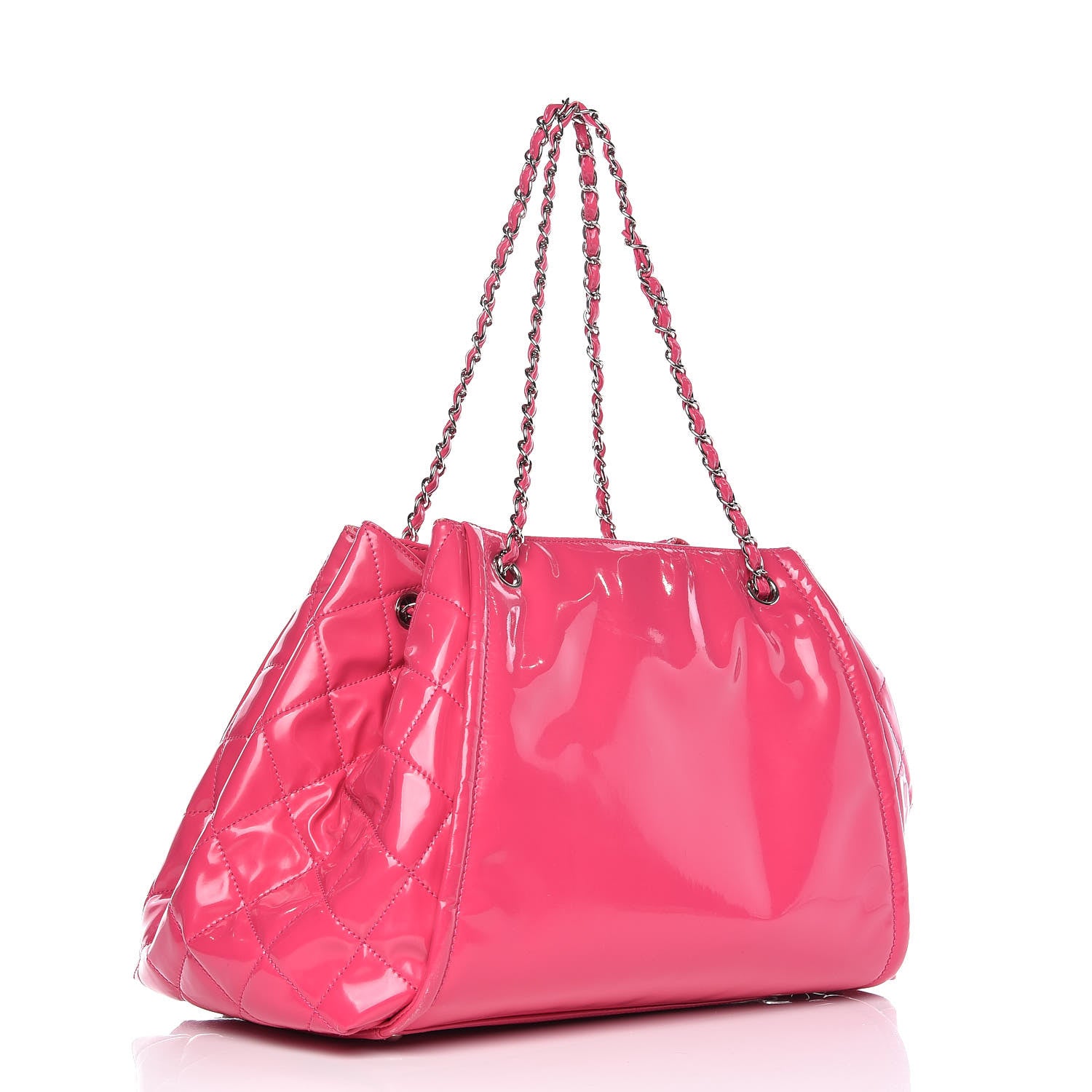 Chanel Vinyl Lipstick Ligne Accordion Tote Pink 3 of 18