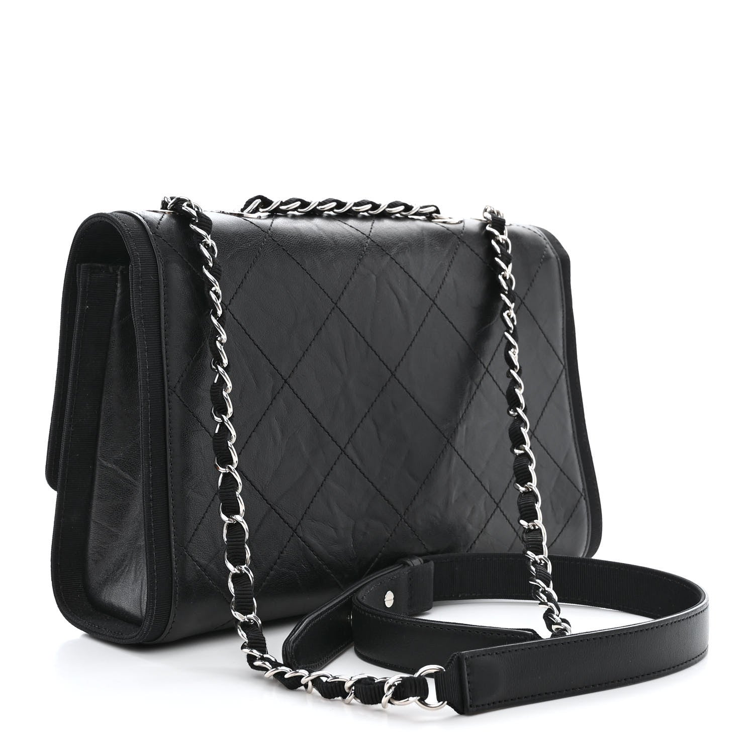 Chanel Crumpled Calfskin Flap Bag Black 3 of 11