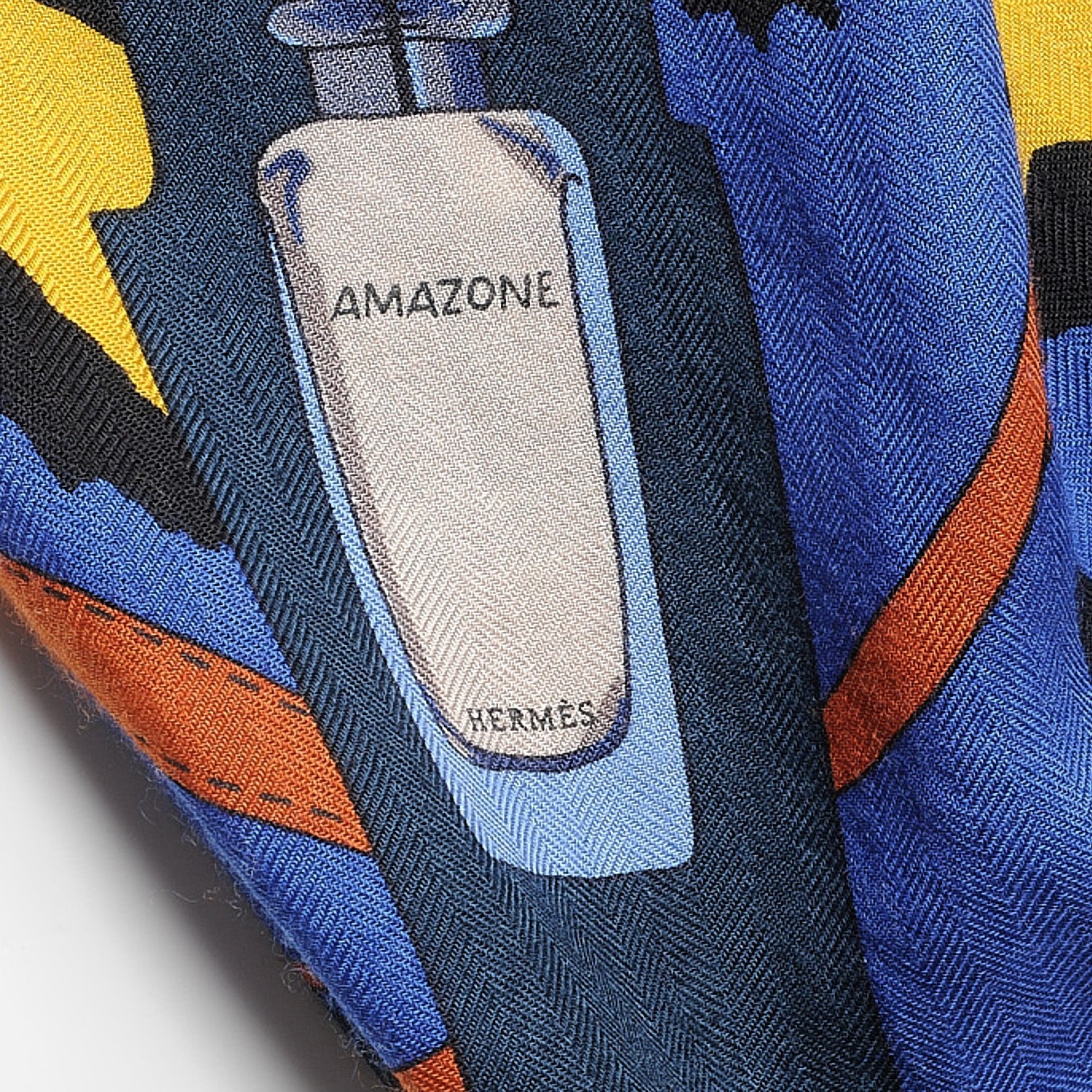 Hermes Cashmere Echarp A Manches Petit H Scarf Bleu Jaune Brun 9 of 10