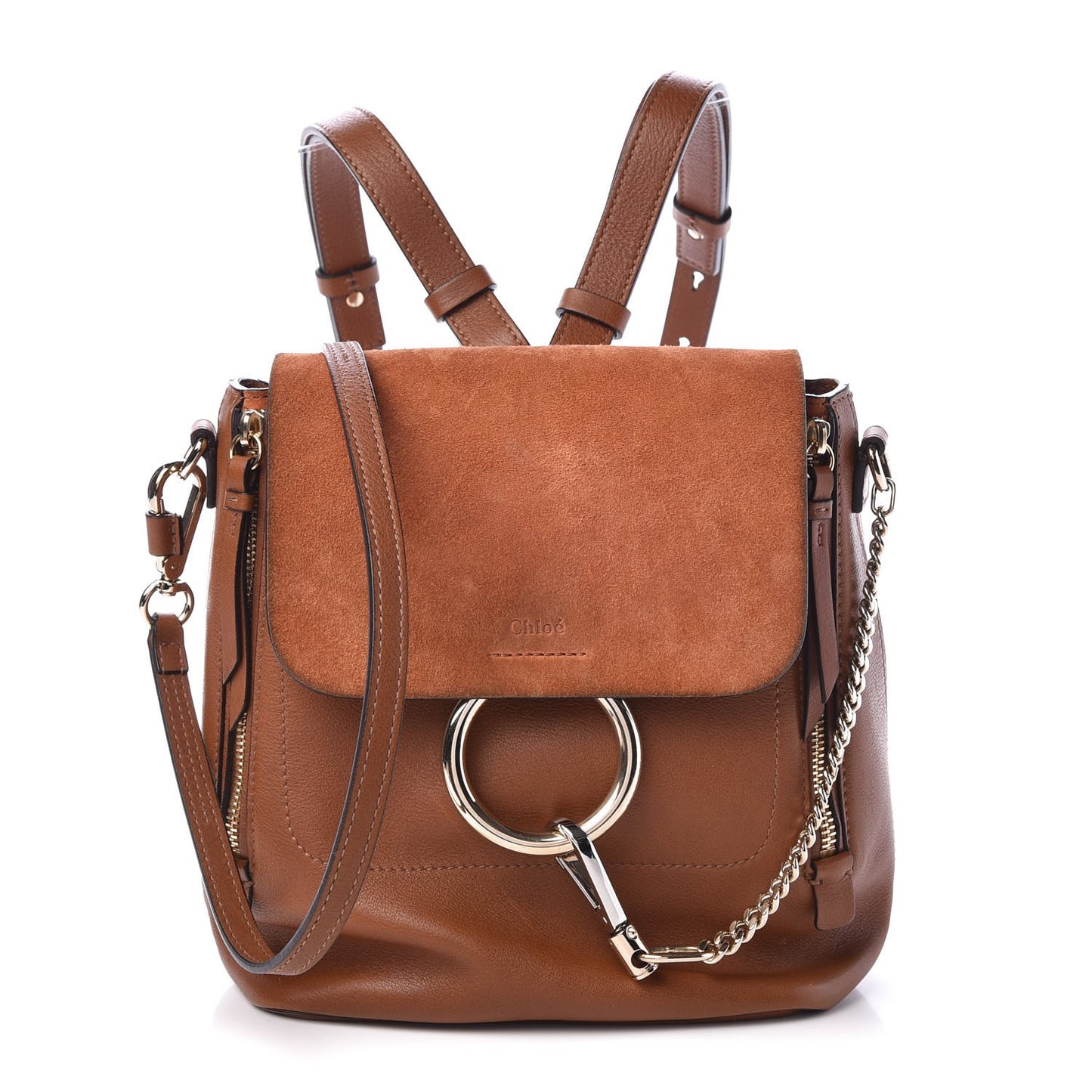 Suede Calfskin Small Faye Backpack Tan