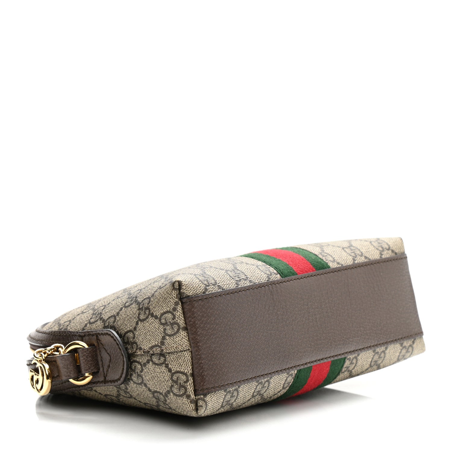 Gucci GG Supreme Monogram Textured Dollar Calfskin Web Small Ophidia Dome Shoulder Bag Beige Ebony New Acero 4 of 8