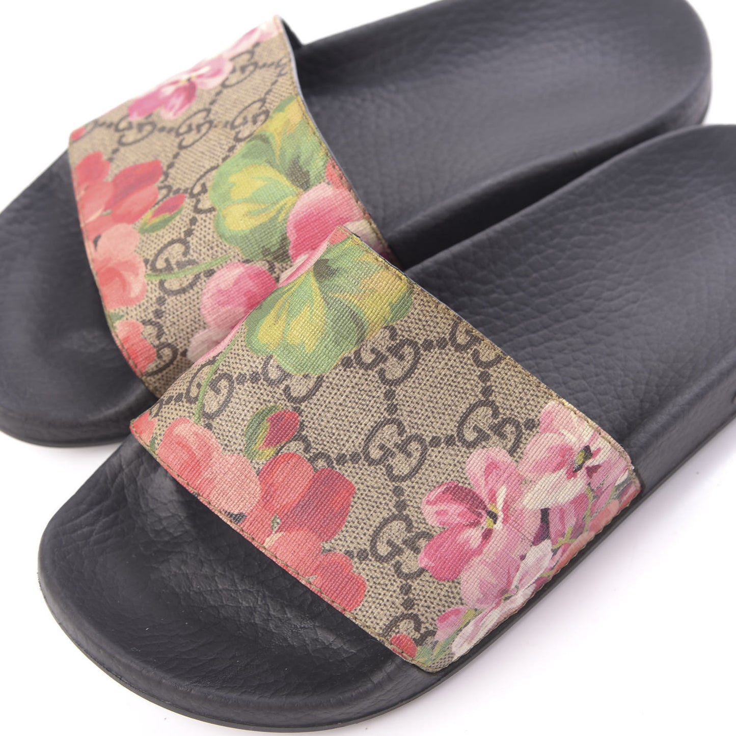 GG Supreme Monogram Blooms Slide Sandals 35 Beige Multicolor