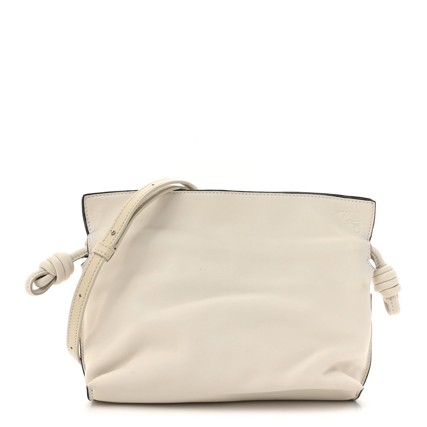 Calfskin Mini Flamenco Knot Clutch Angora