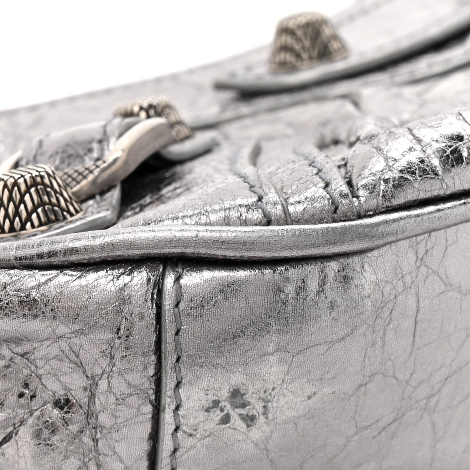 Balenciaga Metallic Agneau Arena Le Cagole Chain Shoulder Bag XS Silver 12 of 13