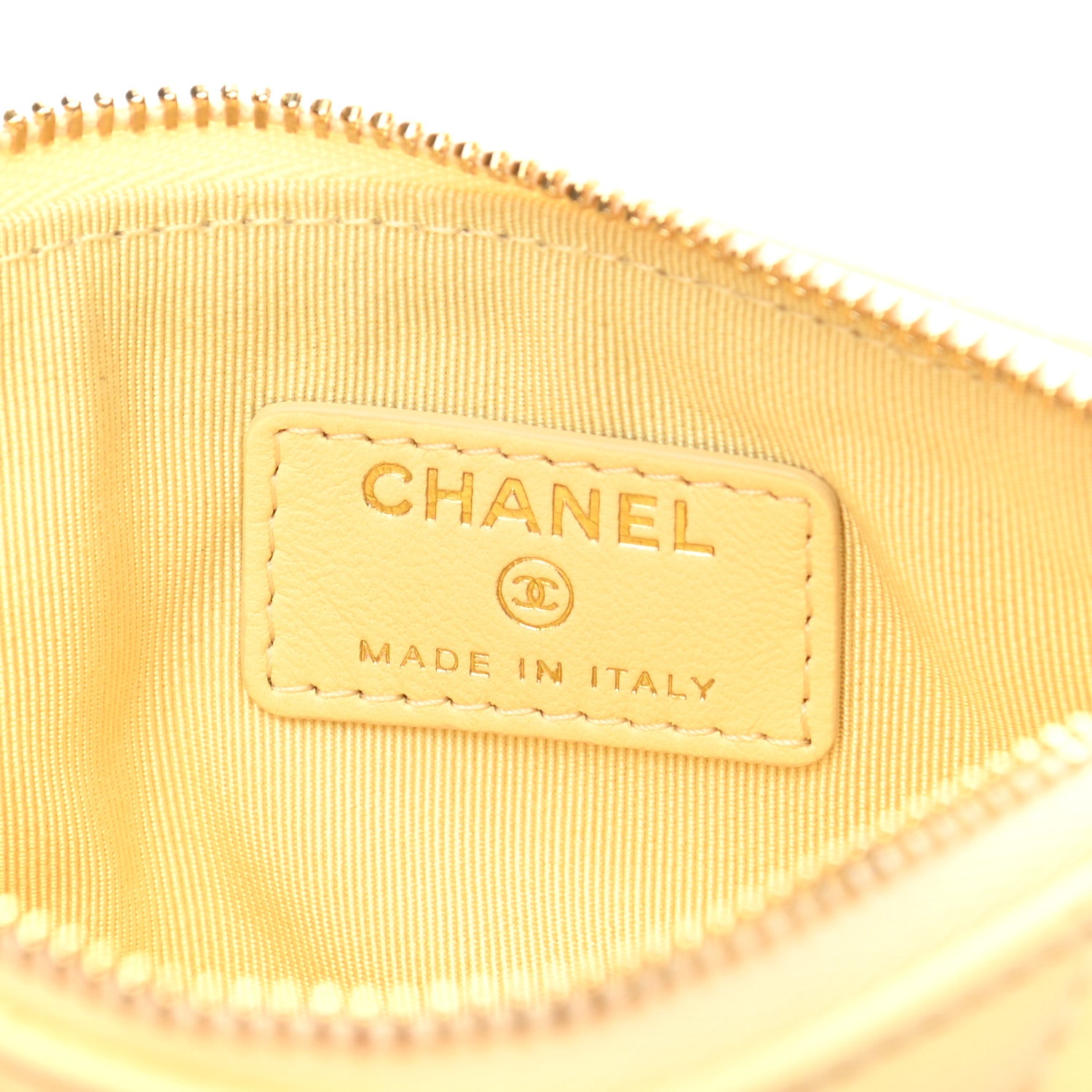 Chanel Lambskin Quilted Small Cosmetic Case Yellow 6 of 8